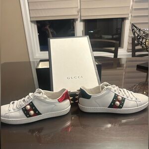 Women Gucci Ace Studded white sneakers
